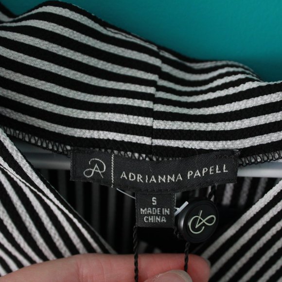 SOLD - Adrianna Papell Women's Black & White Striped Blouse - Size Small - Picture 2 of 4
